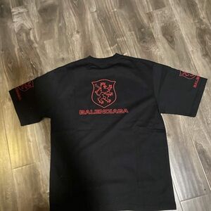 Balenciaga Black Tee with Red Emblem